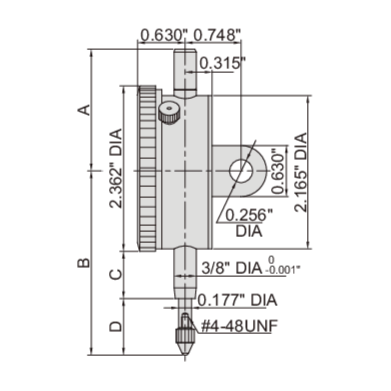 Insize Imperial Lug Back Dial Indicator 2" Range Series 2307-2