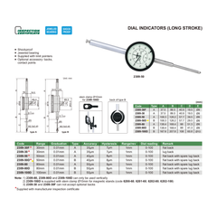 Insize Metric Long Stroke Dial Indicator 50mm Range Series 2309-50D