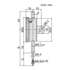 Insize Metric Lug Back Dial Indicator 20mm Range Series 2318-20