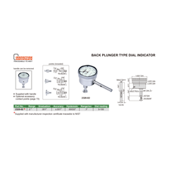 Insize Back Plunger Type Dial Indicator Range Series 2320-02