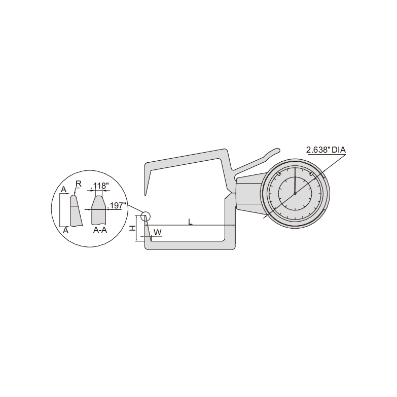 Insize External Dial Caliper Gauge 0.8-1.6" Range Series 2333-E161