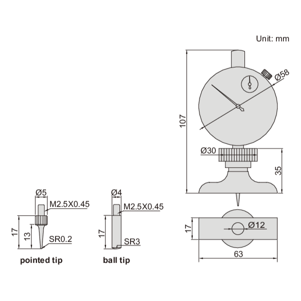 Insize Dial Depth Gauge 0-10mm x 0.01mm Range Series 2341-101A