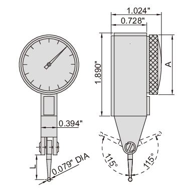 Insize Metric Dial Indicator 0.03" Range Series 2381-31