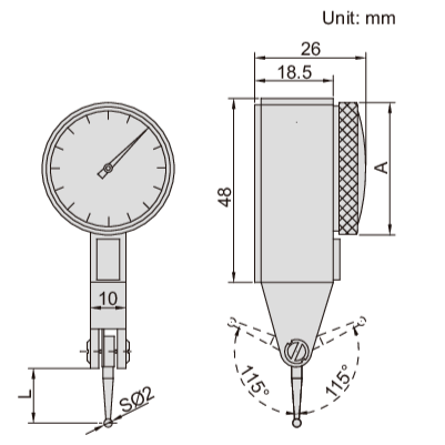 Insize Metric Dial Indicator 0.8 mm Range Series 2380-08