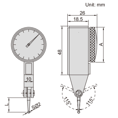 Insize Metric Dial Indicator 0.2mm Range Series 2381-02