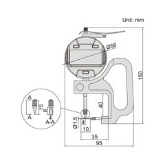 Insize Digital Thickness Gauge 0-10mm/0-0.4" Range Series 2873-10