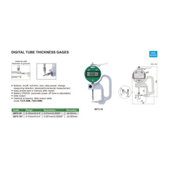 Insize Digital Thickness Gauge 0-10mm/0-0.4" Range Series 2873-10