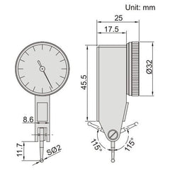 Insize Dial Test Indicator 0.8mm Range Series 2895-08