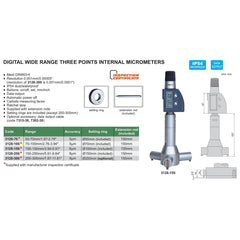 Insize Digital Three Points Micrometer Set 70-100mm/ 2.76-3.94" Range Series 3128-100