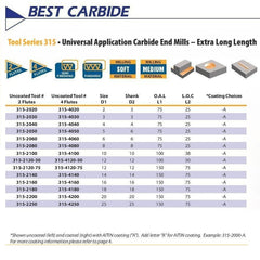 Best Carbide 5mm 4 Flute Long Series Square End Mill TiALN Coated