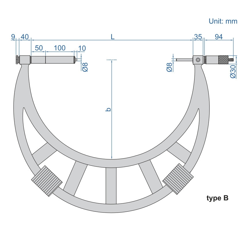 Insize Metric Outside Micrometer 1000-1200mm Range Series 3205-1200