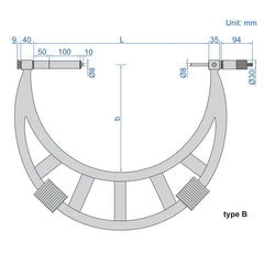 Insize Metric Outside Micrometer 1000-1200mm Range Series 3205-1200
