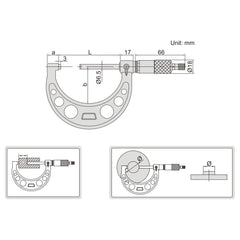 Insize Long Spindle Outside Micrometer 50-75mm Range Series 3209-75