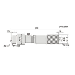 Insize Tubular Inside Micrometer 100-900mm Range Series 3225-900