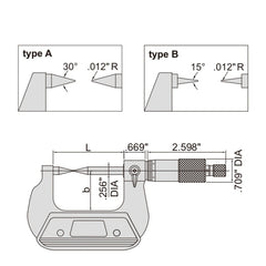 Insize Point Micrometer 2-3" Range Series 3230-3