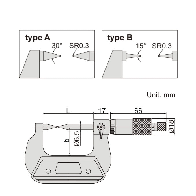 Insize Point Micrometer 50-75mm Range Series 3230-75A