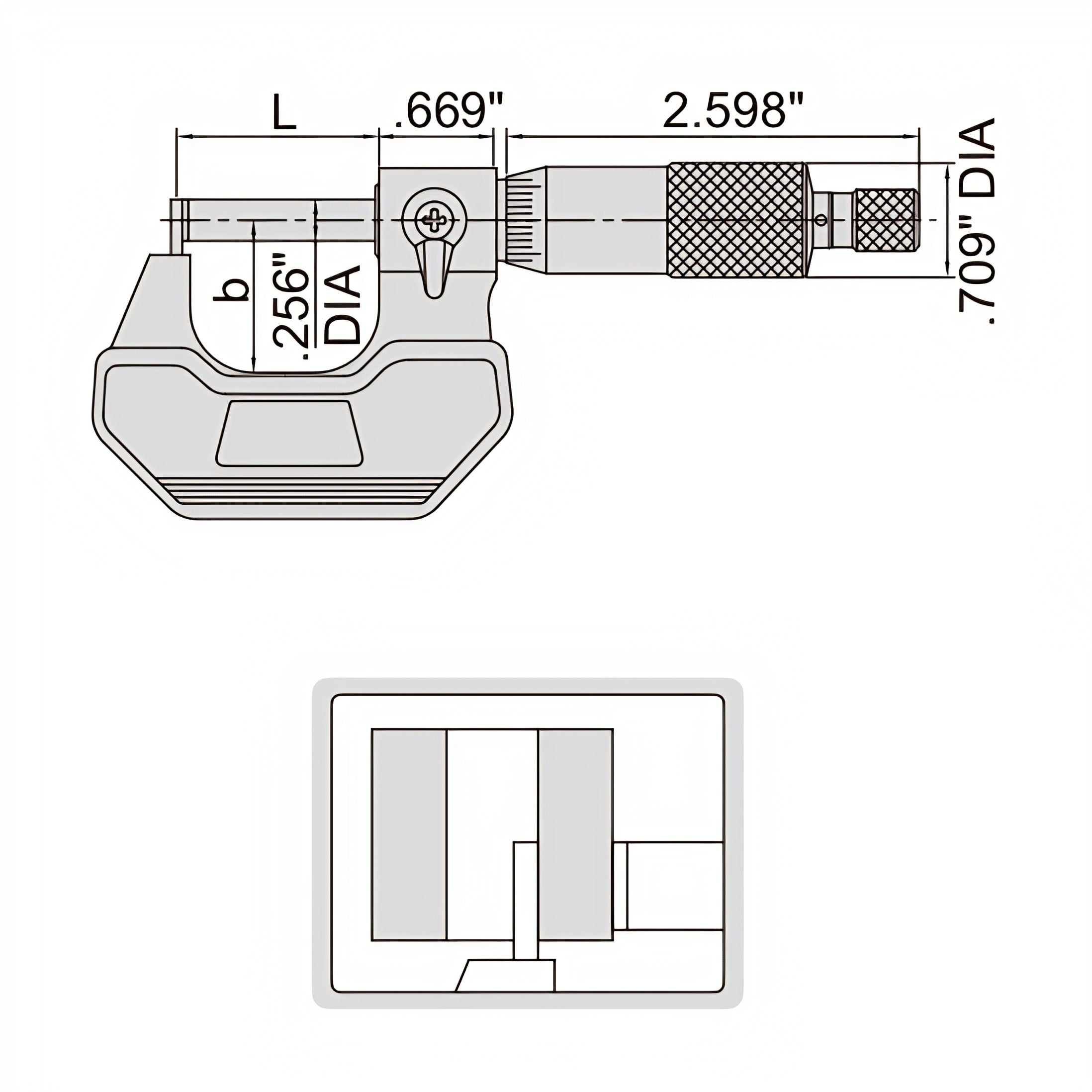 Insize Type C Cylindrical Anvil Micrometer 0-1" Range Series 3261-1C