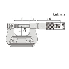 Insize Non-Rotating Micrometer with Anvil/spindle tips 0-25mm Range Series 3280-25A