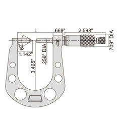 Insize Disc Brake Micrometer 0.3-1.3" Range Series 3288-1