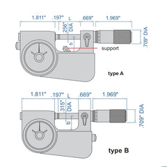 Insize Indicating Micrometer with Support 0-1" Range Series 3332-1