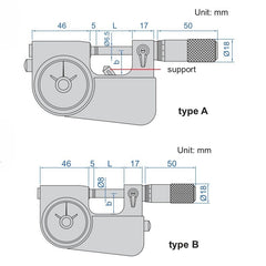 Insize Indicating Micrometer with Support 25-50mm Range Series 3332-50