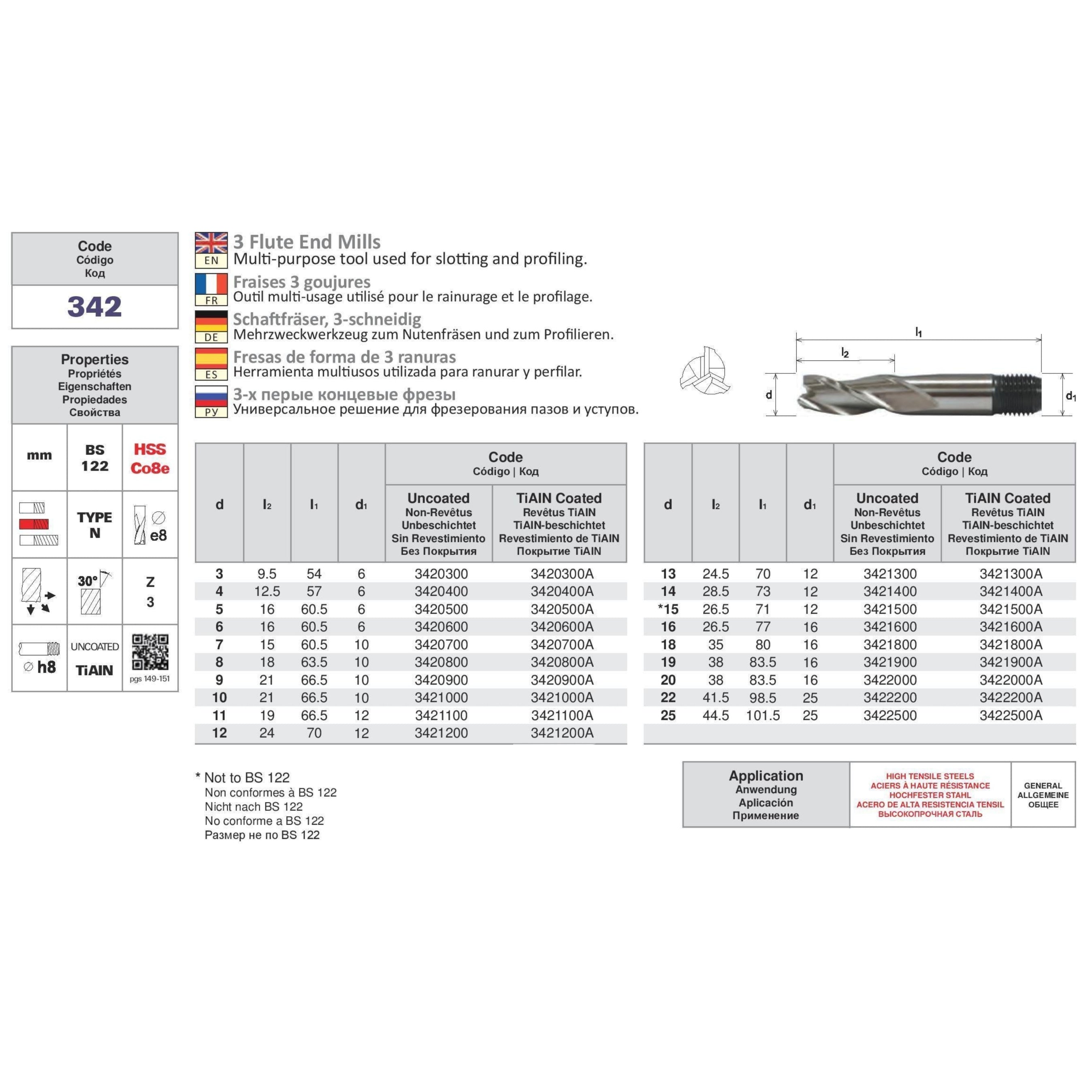 Somta 3 Flute 25mm HSS-Co8 Multi-Purpose End Mill