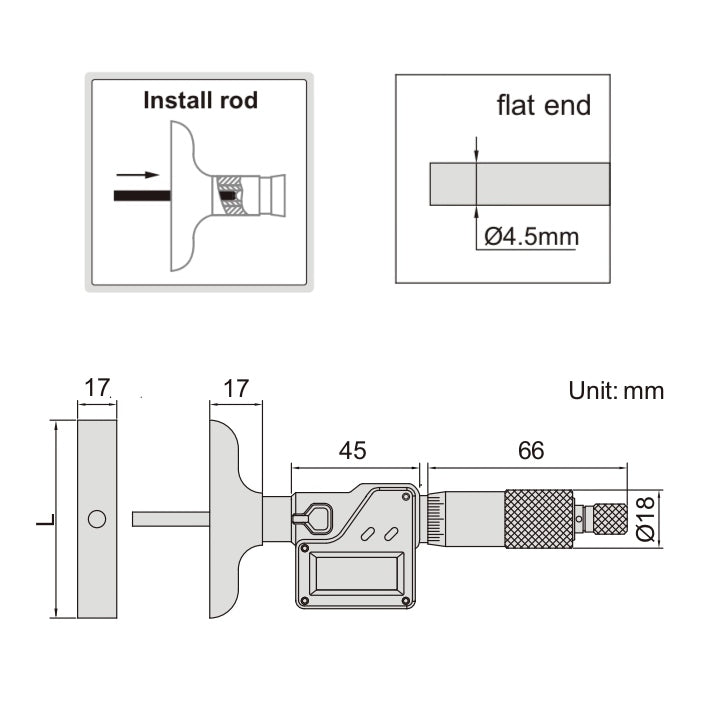 Insize Digital Depth Micrometer 0-50mm/0-2" Range Series 3540-50