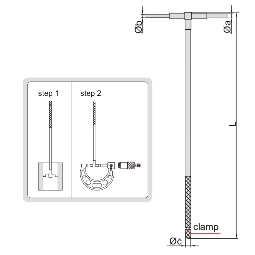 Insize Long Handle Telescopic Gauge 12.7-19mm Range Series 4209-2