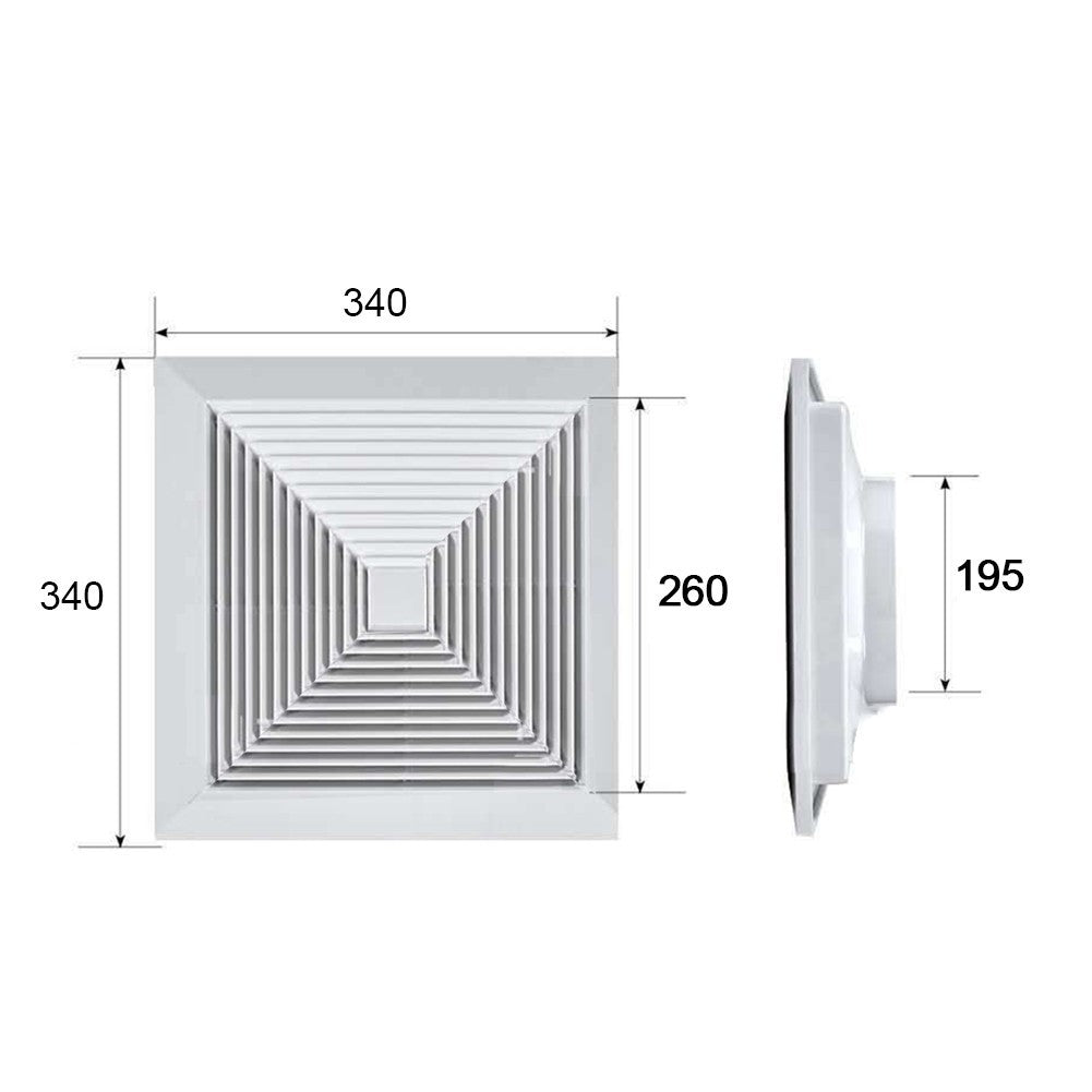 Twin Pack Ductsure 200mm Port Square Ceiling Diffuser With Adaptor Plate