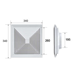 Twin Pack Ductsure 200mm Port Square Ceiling Diffuser With Adaptor Plate