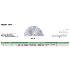 Insize Feeler Gauge Set 0.04-1mm Range Series 4601-25