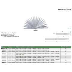 Insize Feeler Gauge Set 0.03-0.50mm Range Series 4602-13A