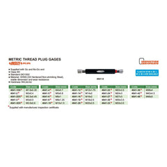 Insize Plus Metric Thread Plug Gauge M2.5 x 0.45 Range Series 4641-2D5