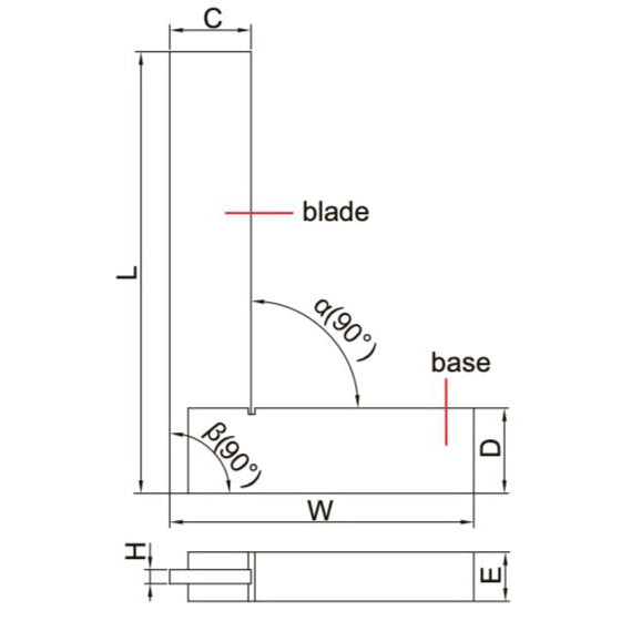 Insize Range 90° Square 200x130mm Series 4707-200