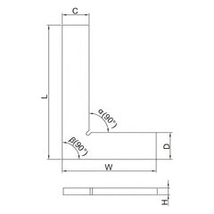 Insize 90° Flat Edge Square 250x165mm Range Series 4791-250