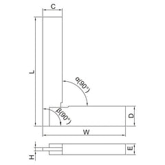 Insize 90° Flat Edge Square 150x100mm Range Series 4792-150