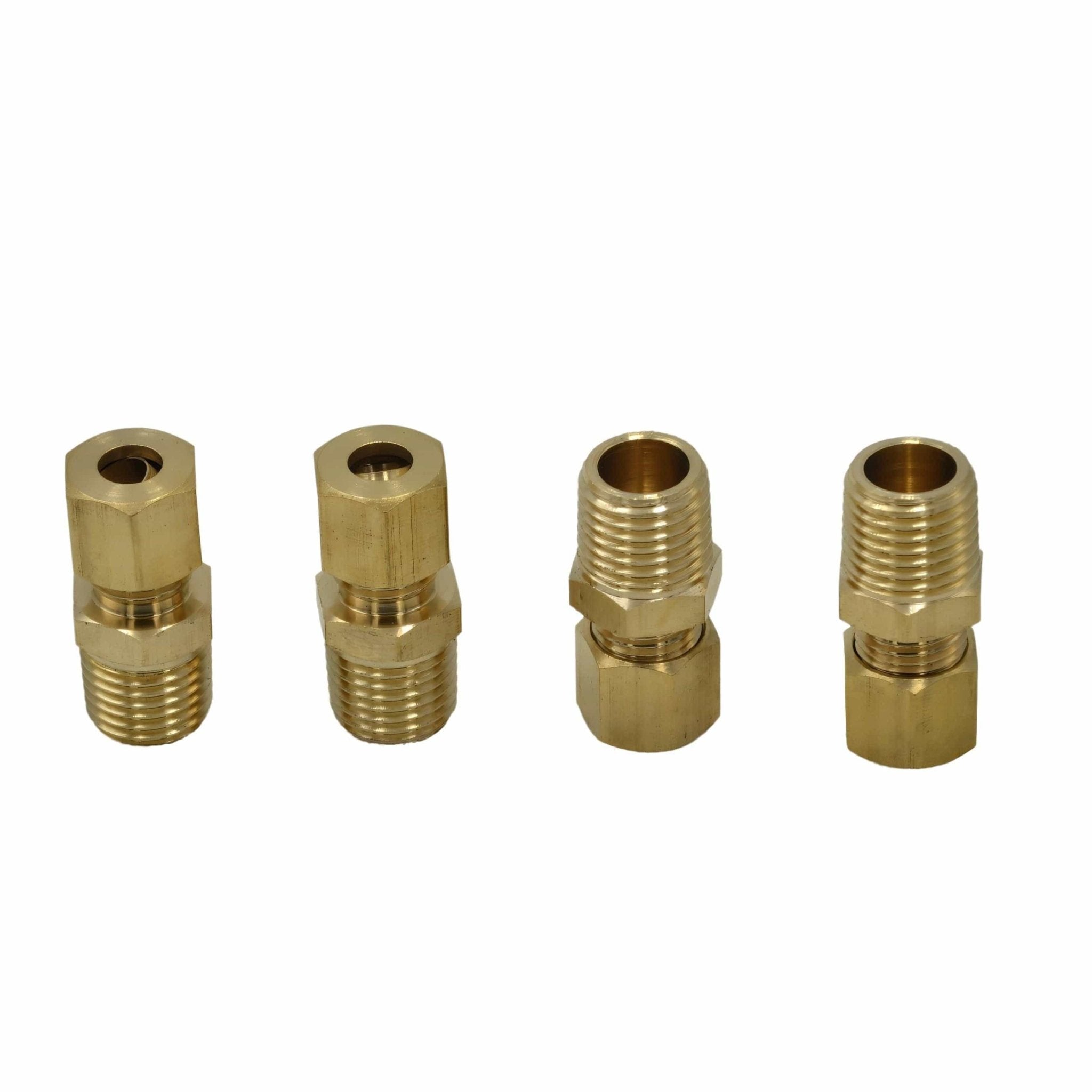 4pc Brass Compression Male Female Connector (T1/4xM1/4) - Twin Eagle Imports