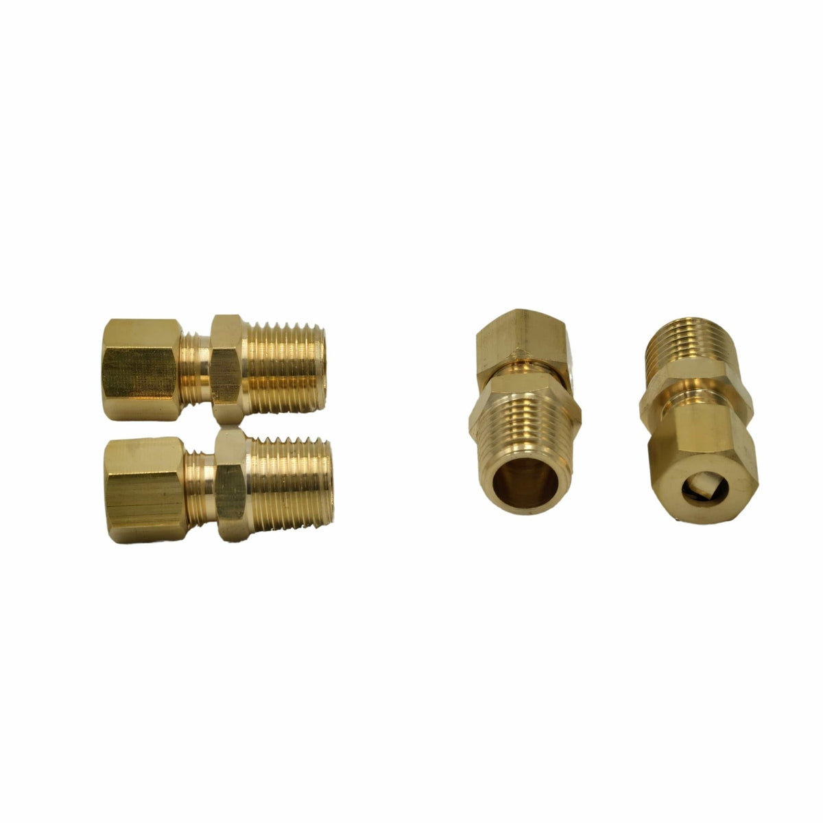 4pc Brass Compression Male Female Connector (T1/4xM1/4) - Twin Eagle Imports