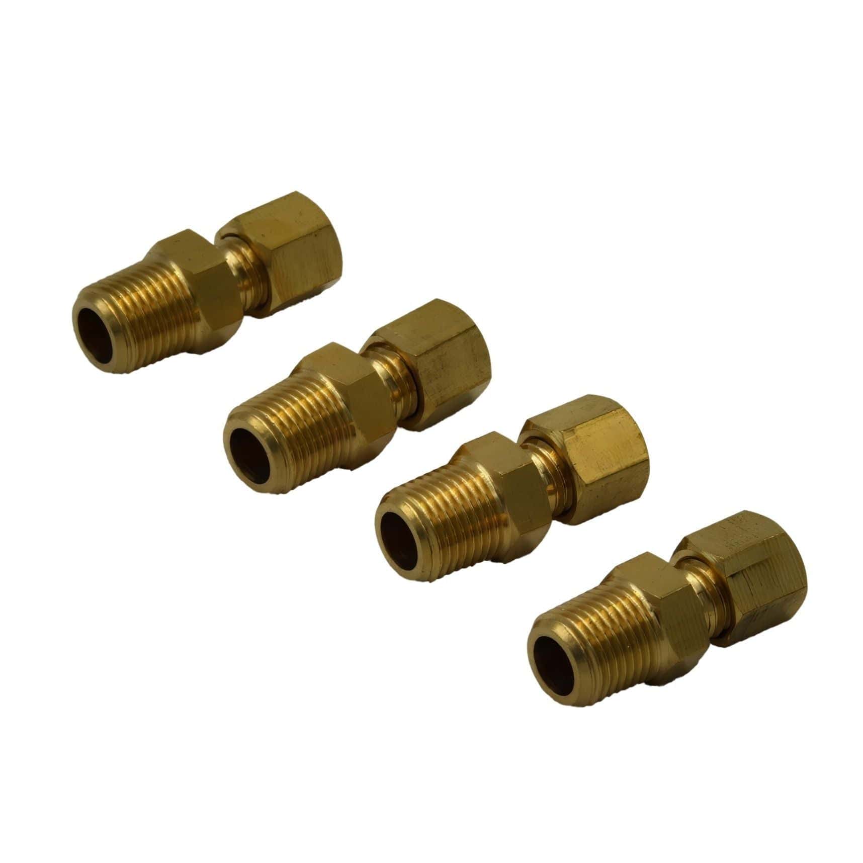 4pc Brass Compression Male Female Connector (T1/8xM1/8) - Twin Eagle Imports