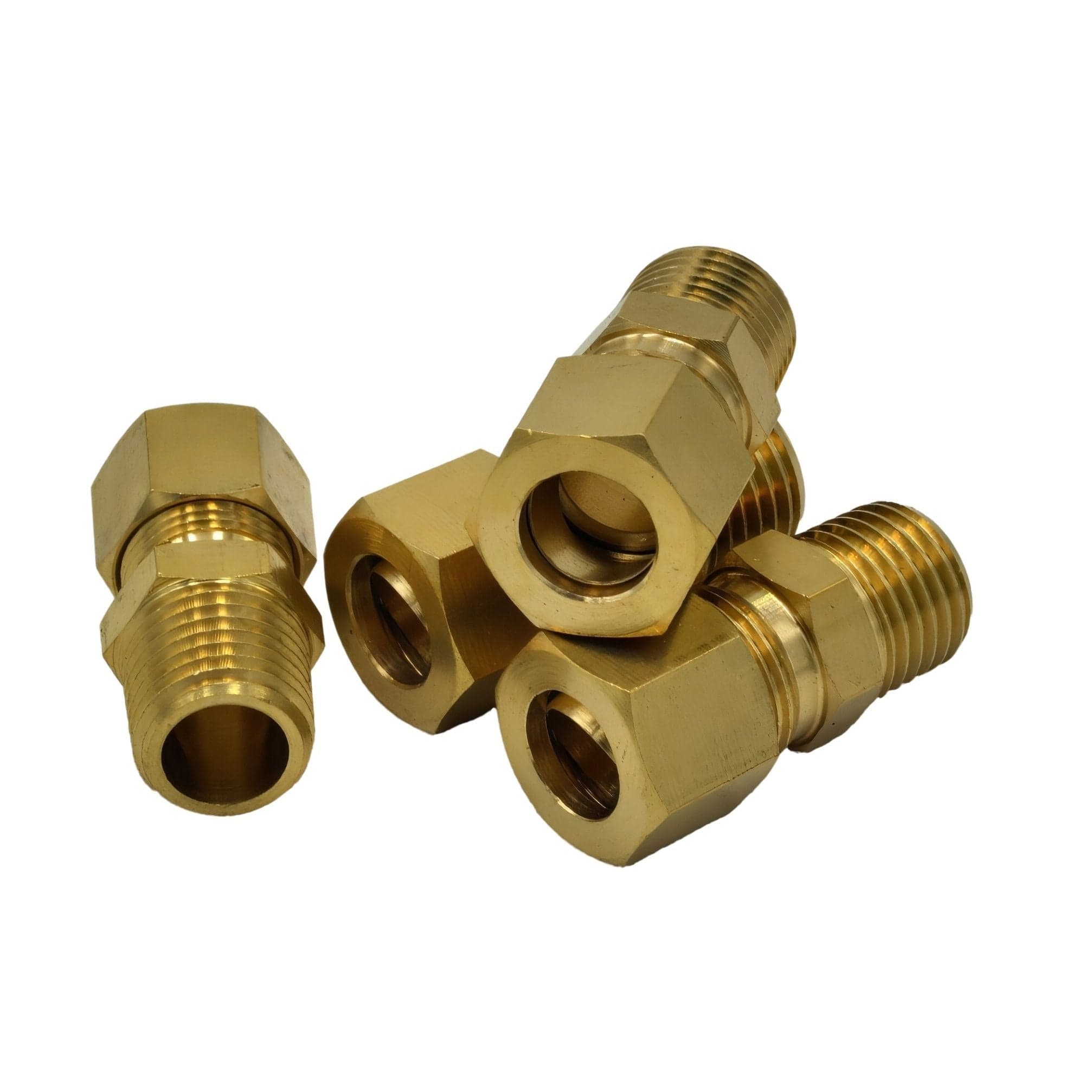 4pc Brass Compression Male Female Connector (T3/8xM1/4) - Twin Eagle Imports