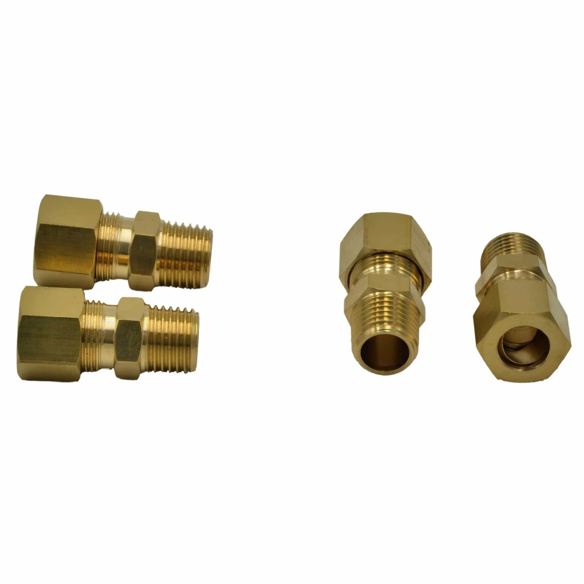 4pc Brass Compression Male Female Connector (T3/8xM1/4) - Twin Eagle Imports