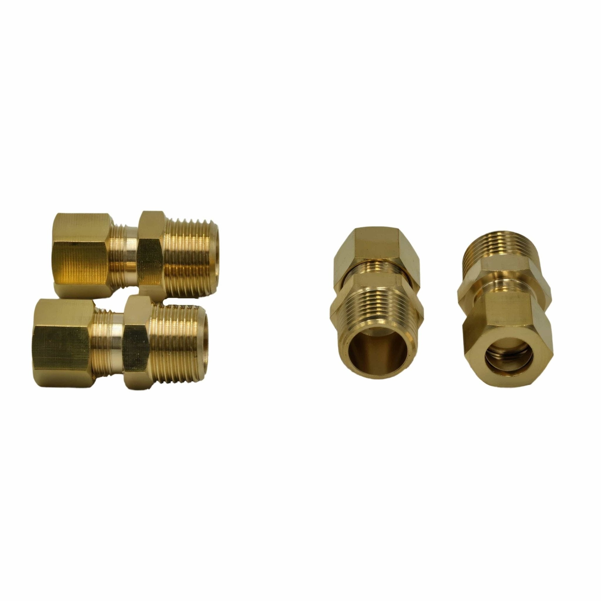4pc Brass Compression Male Female Connector (T3/8xM3/8) - Twin Eagle Imports