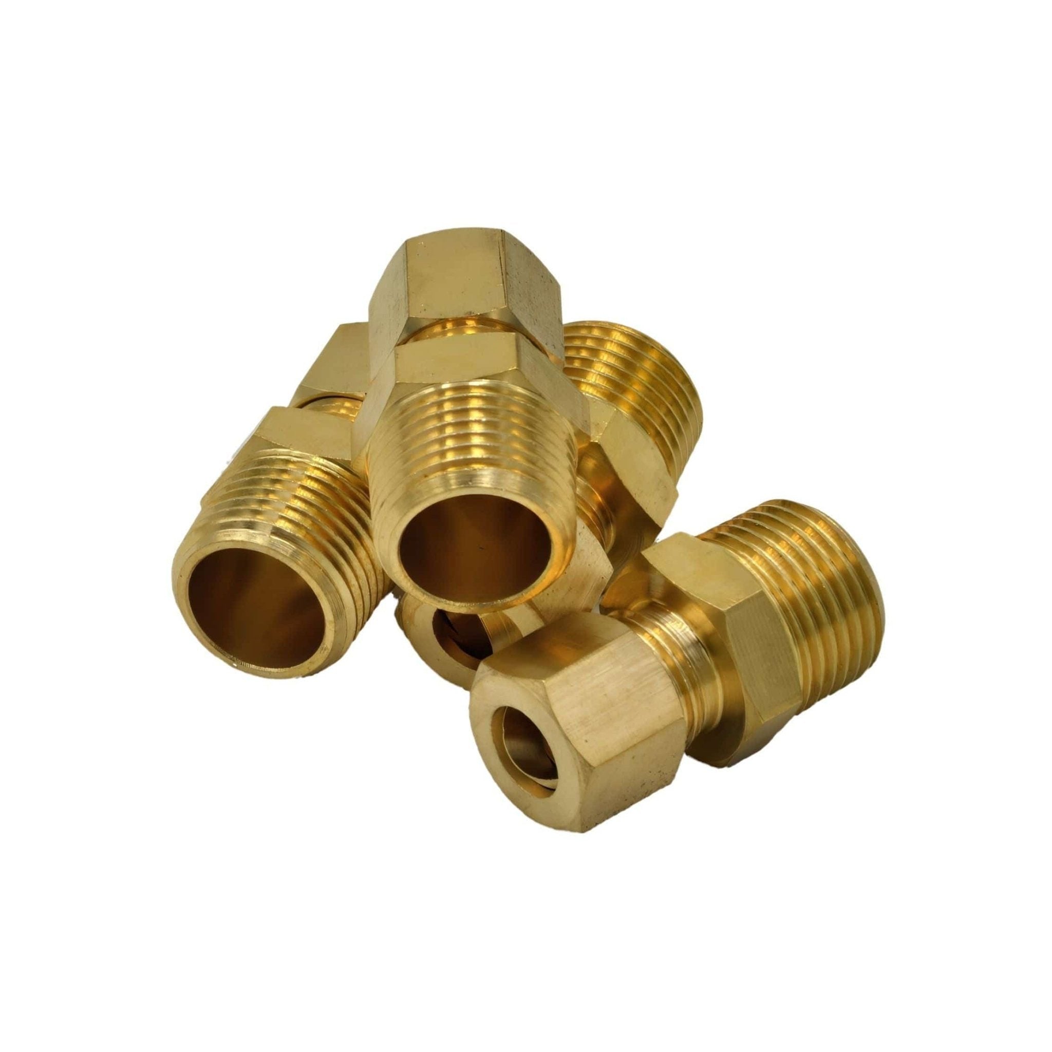 4pc Brass Compression Male Female Connector (T5/16xM3/8) - Twin Eagle Imports