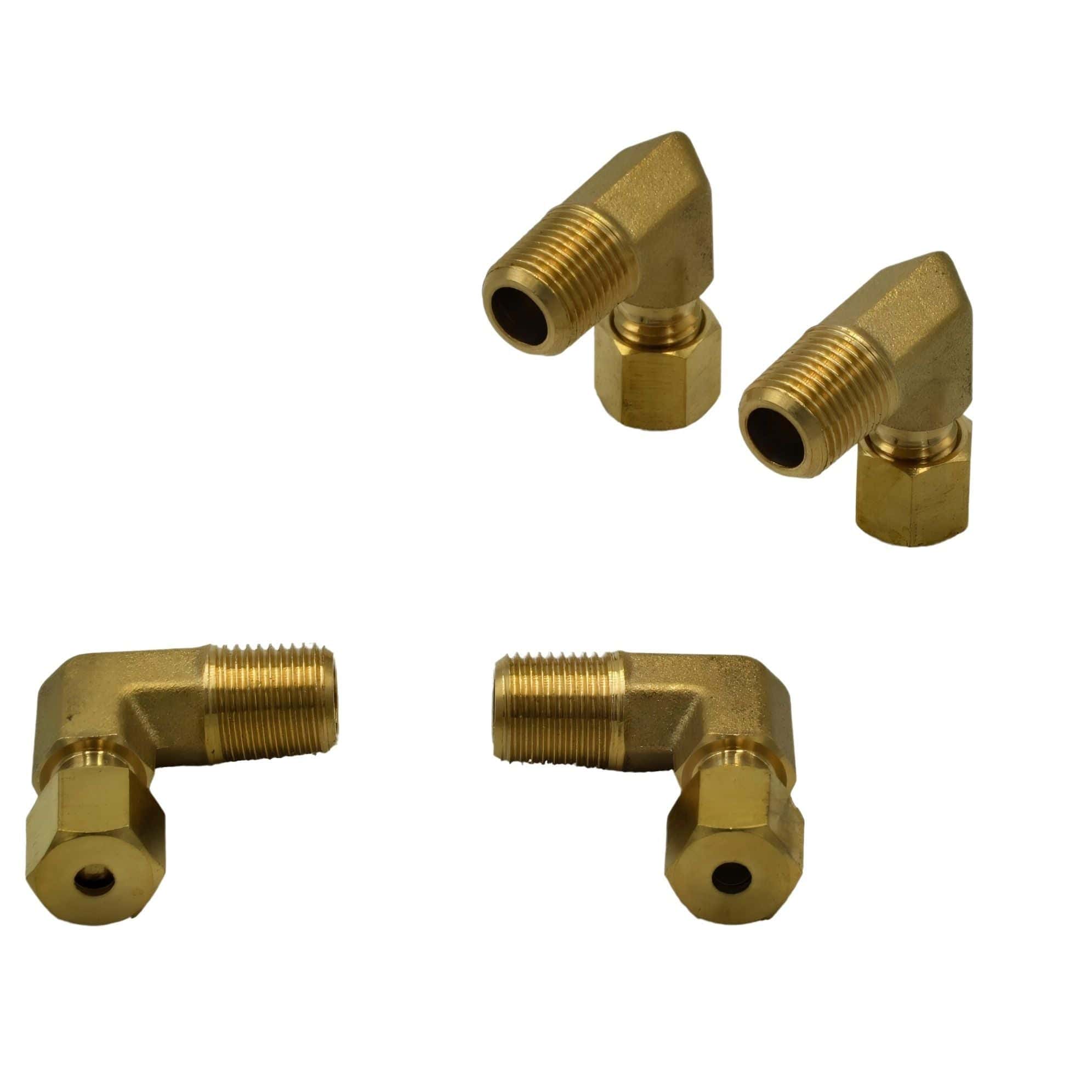 4pc Brass Compression Union 90° Male Female Elbow (T1/8xM1/8) - Twin Eagle Imports