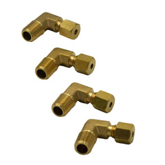 4pc Brass Compression Union 90° Male Female Elbow (T1/8xM1/8) - Twin Eagle Imports