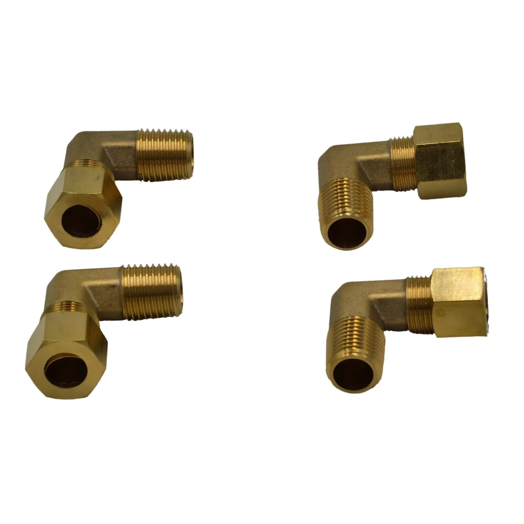 4pc Brass Compression Union 90° Male Female Elbow (T3/8xM1/4) - Twin Eagle Imports