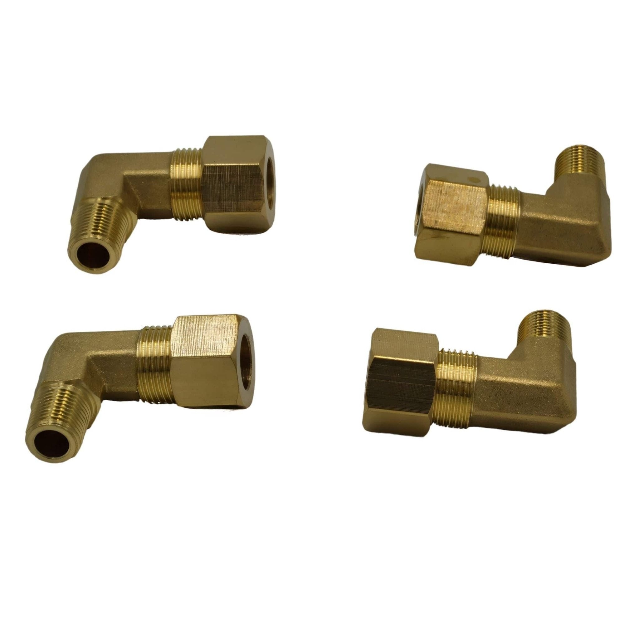 4pc Brass Compression Union 90° Male Female Elbow (T3/8xM1/8) - Twin Eagle Imports