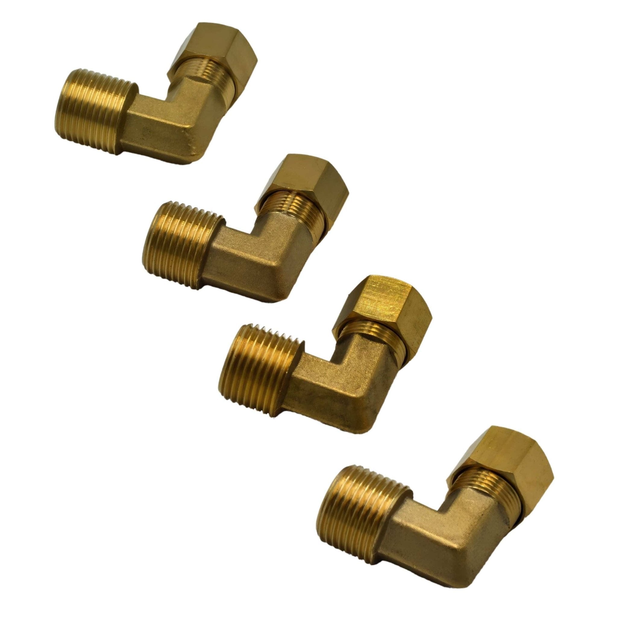 4pc Brass Compression Union 90° Male Female Elbow (T3/8xM3/8) - Twin Eagle Imports