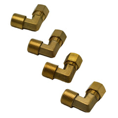 4pc Brass Compression Union 90° Male Female Elbow (T3/8xM3/8) - Twin Eagle Imports