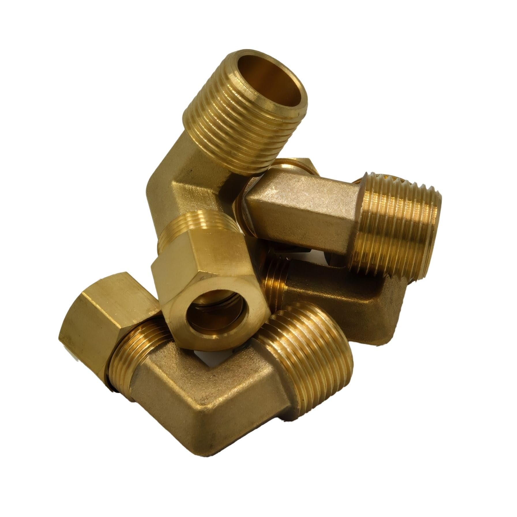 4pc Brass Compression Union 90° Male Female Elbow (T3/8xM3/8) - Twin Eagle Imports
